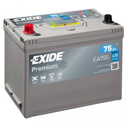 EA755 Exide akkumulátor 12V 75Ah B+